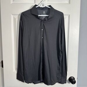 DESOTO men's cotton knit stretch classic fit shirt, sz L, long sleeve, gray